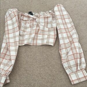 Plaid Off-Shoulder Crop Top